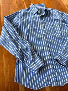 Ezra Fitch 100% cotton men’s long sleeve button down shirt size large stripes